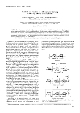 Synthesis and Functions of a Glycopolymer Carrying Gal/Jl-+4(Glcnach Tetrasaccharide