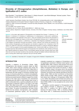 AR TICLE Diversity of Chroogomphus (Gomphidiaceae, Boletales) In