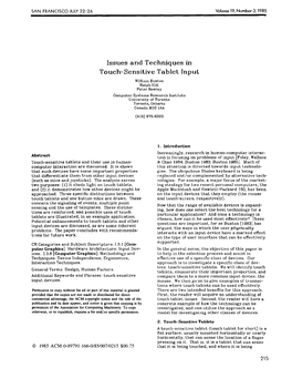 Issues and Techniques in Touch-Sensitive Tablet Input