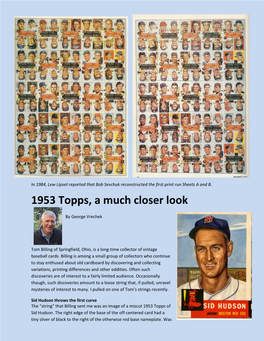 1953 Topps, a Much Closer Look