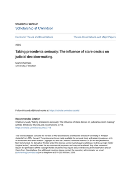 The Influence of Stare Decisis on Judicial Decision-Making