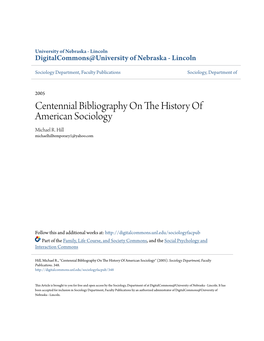 Centennial Bibliography on the History of American Sociology