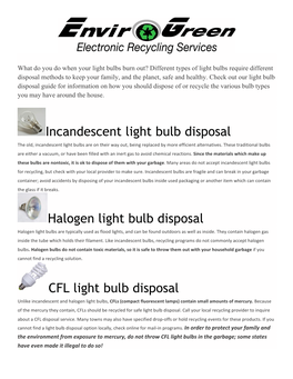 Incandescent Light Bulb Disposal Halogen Light Bulb Disposal CFL