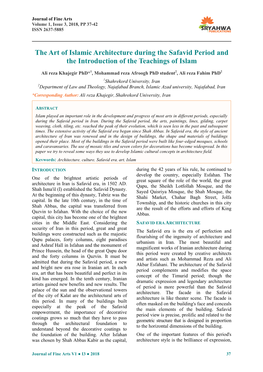 The Art of Islamic Architecture During the Safavid Period and the Introduction of the Teachings of Islam