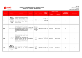 Horario De Atención De Atractivos Turísticos Trujillo 