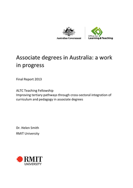 Associate Degrees in Australia: a Work in Progress
