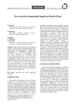 New Records of Anamorphic Fungi from North of Iran