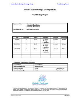 Greater Dublin Strategic Drainage Study Final Strategy Report ______