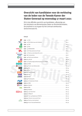 Overzicht Van Kandidaten Voor De Verkiezing Van De Leden Van De