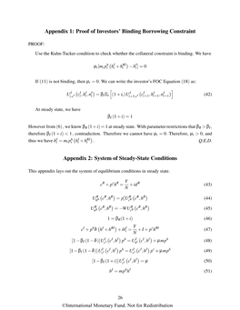 Proof of Investors' Binding Borrowing Constraint Appendix 2: System Of