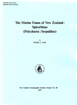 The Marine Fauna of New Zealand : Spirorbinae (Polychaeta : Serpulidae)