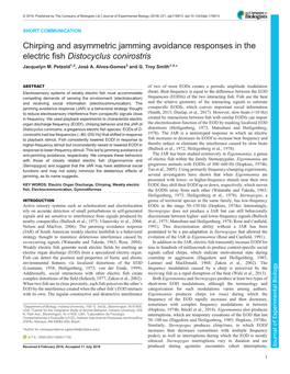 Chirping and Asymmetric Jamming Avoidance Responses in the Electric Fish Distocyclus Conirostris Jacquelyn M