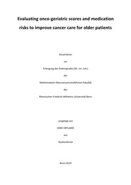 Evaluating Onco-Geriatric Scores and Medication Risks to Improve Cancer Care for Older Patients