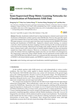 Semi-Supervised Deep Metric Learning Networks for Classiﬁcation of Polarimetric SAR Data