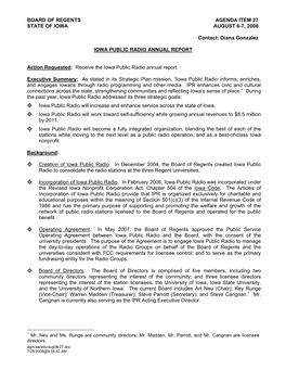 Board of Regents Agenda Item 27 State of Iowa August 6-7, 2008