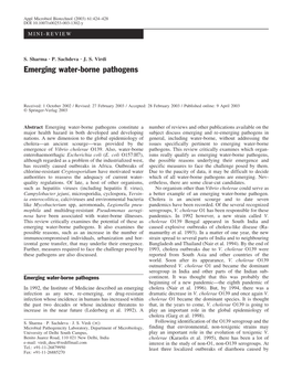 Emerging Water-Borne Pathogens