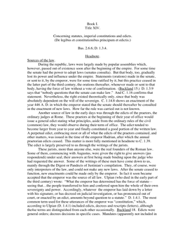 Book I. Title XIV. Concerning Statutes, Imperial Constitutions and Edicts. (De Legibus Et Constitutionibus Principum Et Edictis