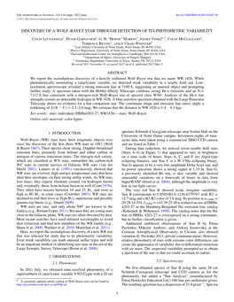 Discovery of a Wolf–Rayet Star Through Detection of Its Photometric Variability