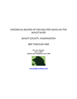 Historical Record of Fish Related Issues on the Skagit River