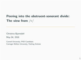 Peering Into the Obstruent-Sonorant Divide: the View from /V