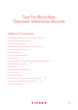 Tips for Bicyclists: Discover Vienna by Bicycle