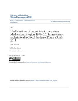 Health in Times of Uncertainty in the Eastern Mediterranean Region, 1990–2013: a Systematic Analysis for the Global Burden of Disease Study 2013 Ali H