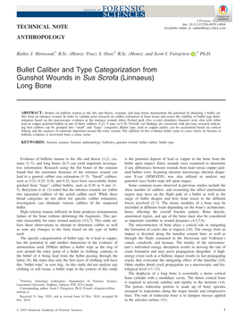 Bullet Caliber and Type Categorization from Gunshot Wounds in Sus Scrofa (Linnaeus) Long Bone