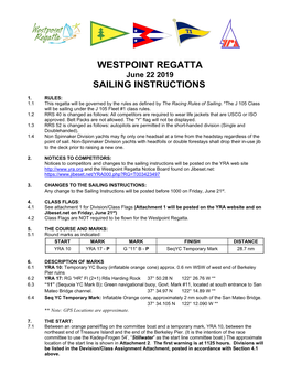 Westpoint Regatta Sailing Instructions