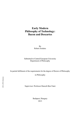 Early Modern Philosophy of Technology: Bacon and Descartes