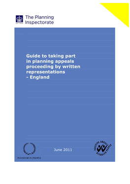 Guide to Taking Part in Planning Appeals Proceeding by Written Representations - England