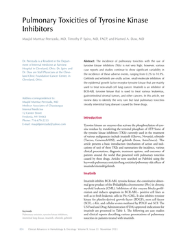 Pulmonary Toxicities of Tyrosine Kinase Inhibitors