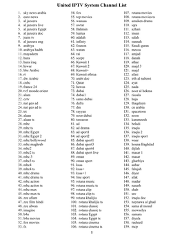 United IPTV System Channel List 1