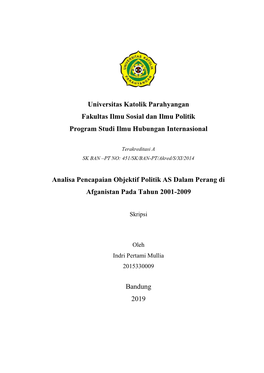 Analisa Pencapaian Objektif Politik AS Dalam Perang Di Afganistan Pada Tahun 2001-2009