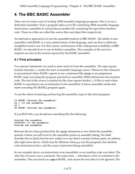 4. the BBC BASIC Assembler