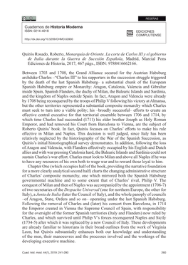 Quirós Rosado, Roberto, Monarquía De Oriente. La Corte De Carlos III Y