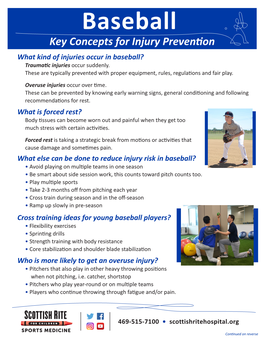 Key Concepts for Injury Prevention in Baseball Players