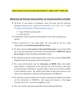 Process of Postal Balloting at Facilitation Center