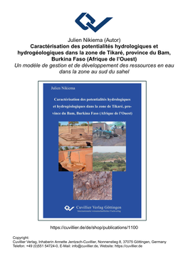 Caractérisation Des Potentialités Hydrologiques Et Hydrogéologiques
