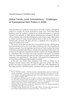 Global Trends, Local Contradictions − Challenges of Transnational Sámi Politics in 2000S