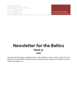 Newsletter for the Baltics Week 47 2017