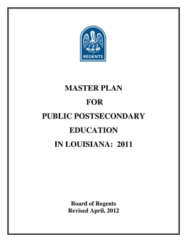 Master Plan for Public Postsecondary Education