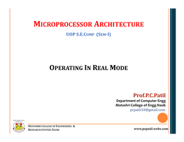 Microprocessor Architecture