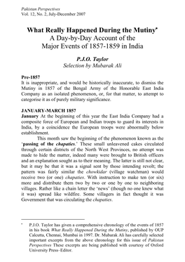 What Really Happened During the Mutiny a Day-By-Day Account of the Major Events of 1857-1859 in India