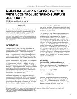 Modeling Alaska Boreal Forests with a Controlled Trend Surface Approacha Mo Zhou and Jingjing Liang*