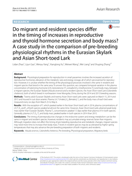 Do Migrant and Resident Species Differ in the Timing Of