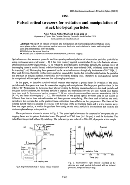 Pulsed Optical Tweezers for Levitation and Manipulation of Stuck Biological