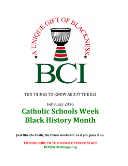 Catholic Schools Week Black History Month