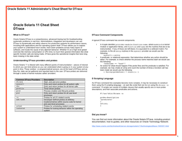 Oracle Solaris 11 Cheat Sheet Dtrace