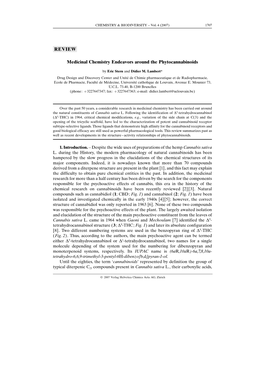 Medicinal Chemistry Endeavors Around the Phytocannabinoids