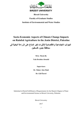 Socio-Economic Aspects of Climate Change Impacts on Rainfed Agriculture in the Jenin District, Palestine قمصعدي لمأث